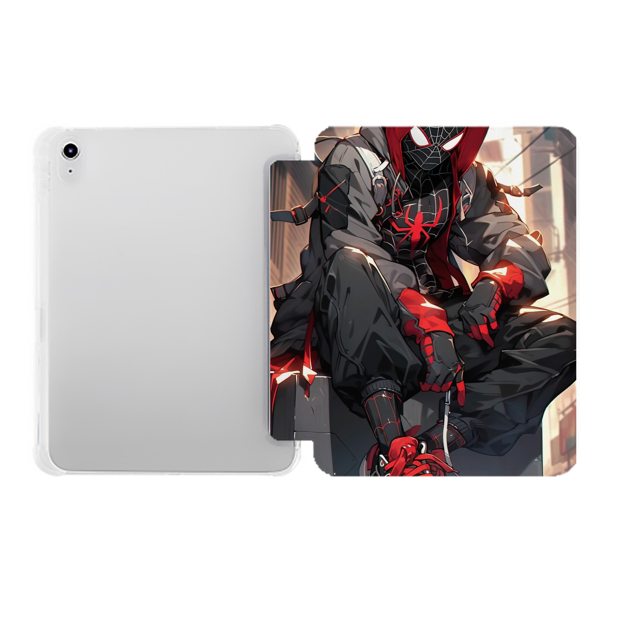 （画像用） Spider Man スパイダーマン IPad ケース ペン収納付き 三つ折りスタンド PUレザー×シリコン 対応機種9.5/10.5/10.9インチ